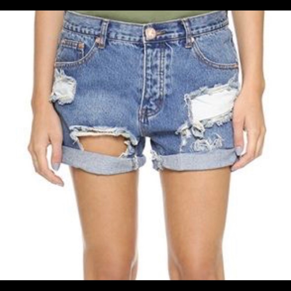 One teaspoon denim distress Charger shorts size 27